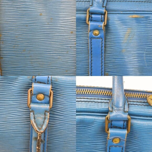LOUIS VUITTON Porte Documents Voyage Briefcase Hand Bag Epi Blue - Picture 15 of 16